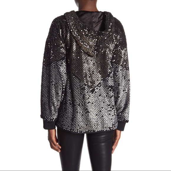 BLANKNYC Denim $148 Silver Studded Sequin Bomber - Picture 2 of 12